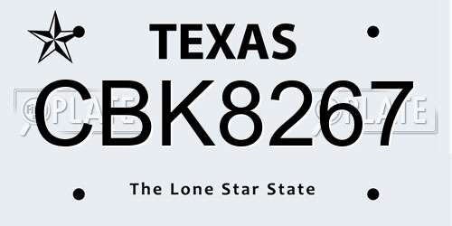 CBK8267 Texas License Plate