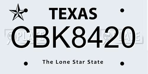 CBK8420 Texas License Plate