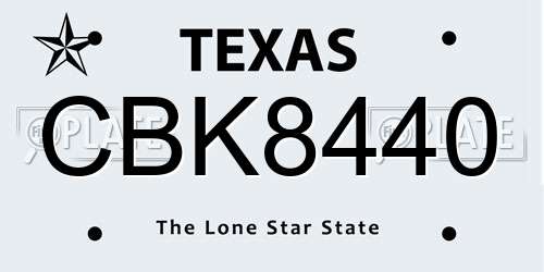CBK8440 Texas License Plate