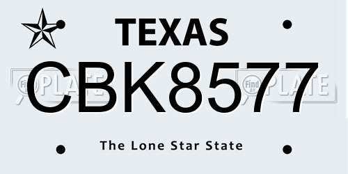 CBK8577 Texas License Plate