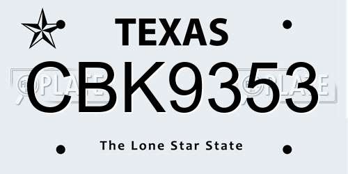 CBK9353 Texas License Plate