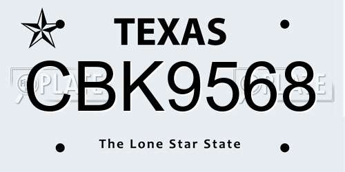 CBK9568 Texas License Plate