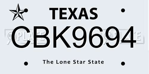 CBK9694 Texas License Plate