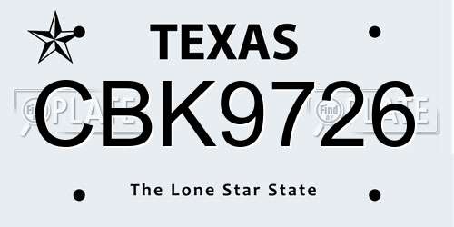 CBK9726 Texas License Plate