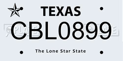 CBL0899 Texas License Plate