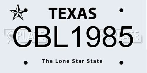 CBL1985 Texas License Plate