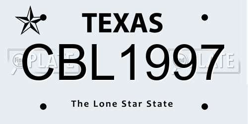 CBL1997 Texas License Plate