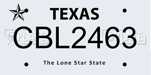CBL2463 Texas License Plate