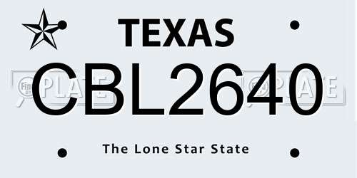 CBL2640 Texas License Plate