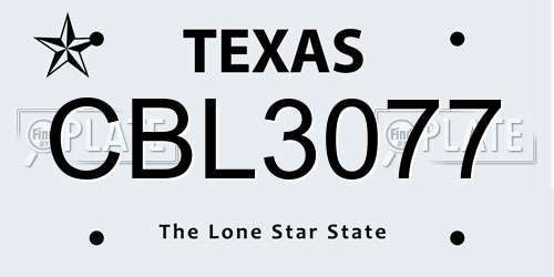 CBL3077 Texas License Plate