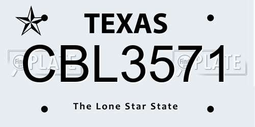 CBL3571 Texas License Plate