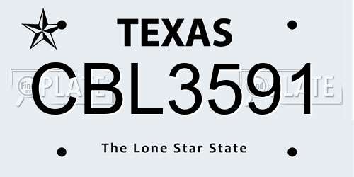 CBL3591 Texas License Plate
