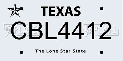 CBL4412 Texas License Plate
