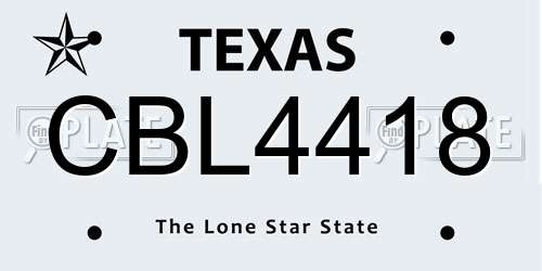 CBL4418 Texas License Plate