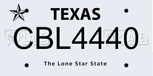 CBL4440 Texas License Plate