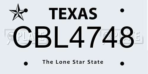 CBL4748 Texas License Plate