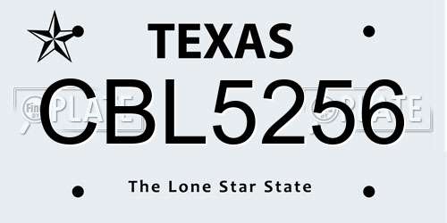 CBL5256 Texas License Plate