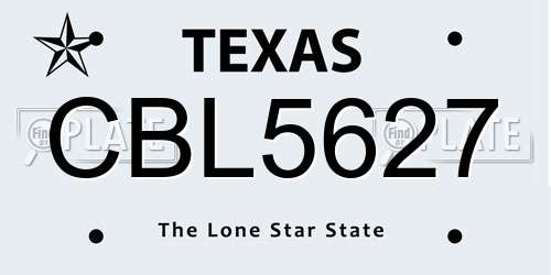 CBL5627 Texas License Plate