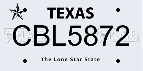CBL5872 Texas License Plate
