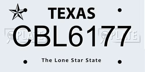 CBL6177 Texas License Plate