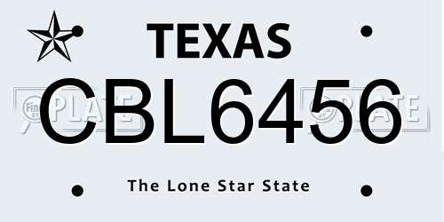 CBL6456 Texas License Plate
