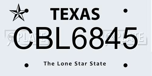 CBL6845 Texas License Plate