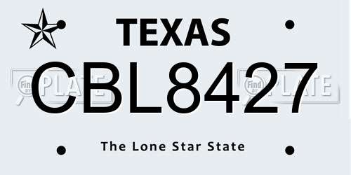 CBL8427 Texas License Plate
