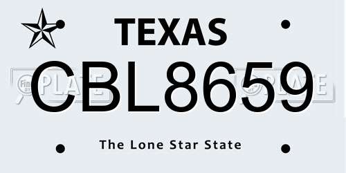 CBL8659 Texas License Plate