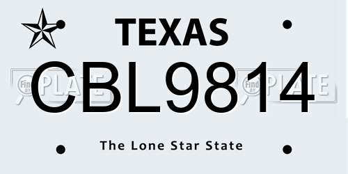 CBL9814 Texas License Plate