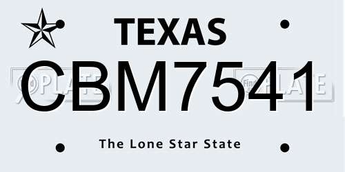 CBM7541 Texas License Plate