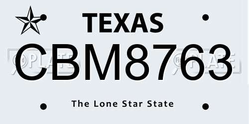 CBM8763 Texas License Plate