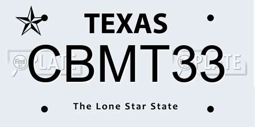 CBMT33 Texas License Plate
