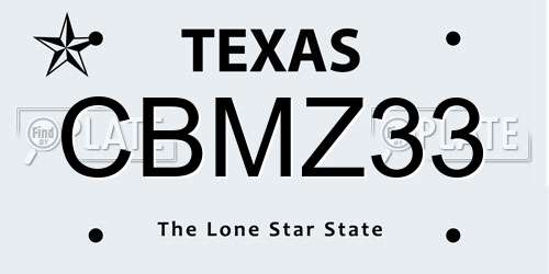 CBMZ33 Texas License Plate