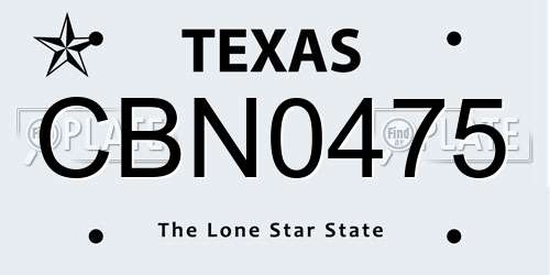 CBN0475 Texas License Plate