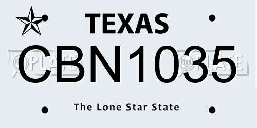 CBN1035 Texas License Plate