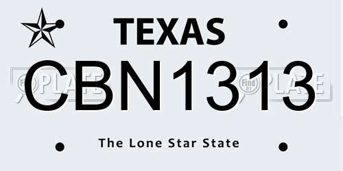 CBN1313 Texas License Plate