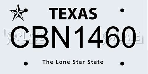 CBN1460 Texas License Plate