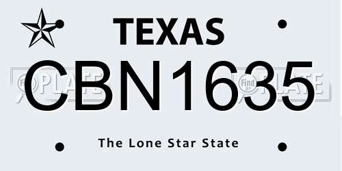 CBN1635 Texas License Plate