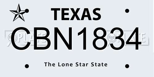 CBN1834 Texas License Plate