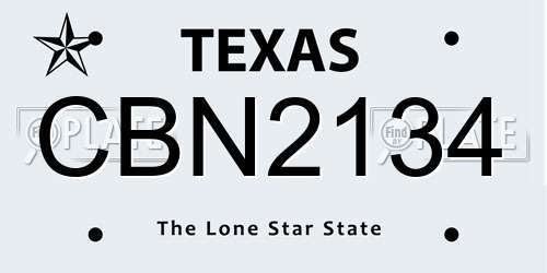 CBN2134 Texas License Plate