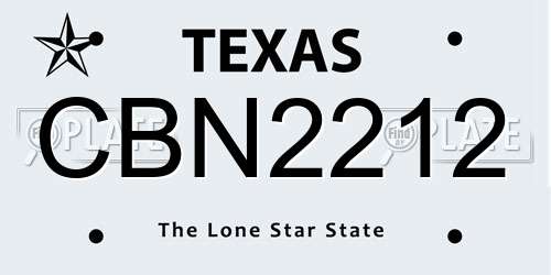 CBN2212 Texas License Plate