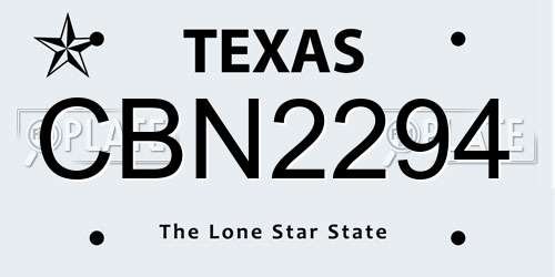 CBN2294 Texas License Plate