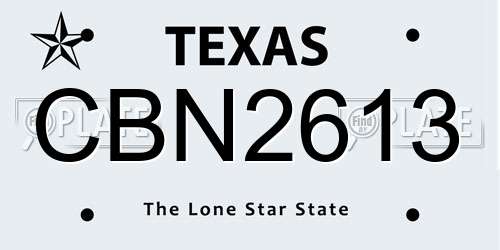 CBN2613 Texas License Plate