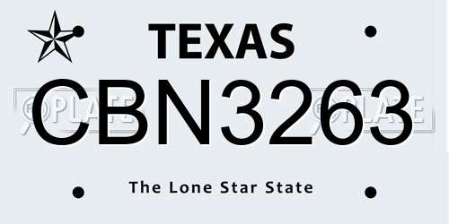 CBN3263 Texas License Plate