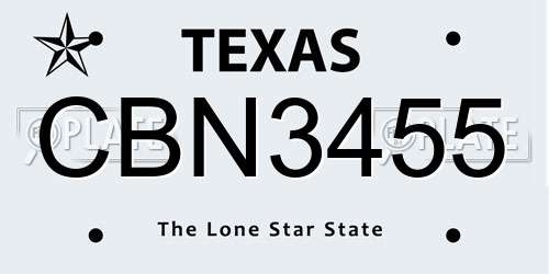 CBN3455 Texas License Plate