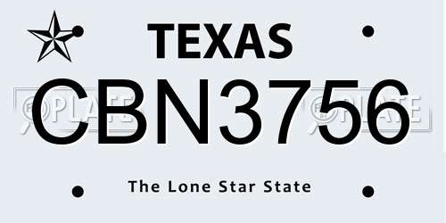 CBN3756 Texas License Plate