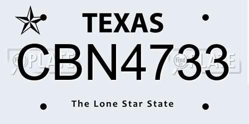 CBN4733 Texas License Plate