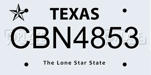 CBN4853 Texas License Plate