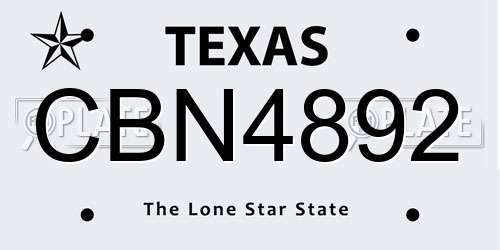 CBN4892 Texas License Plate