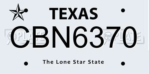 CBN6370 Texas License Plate